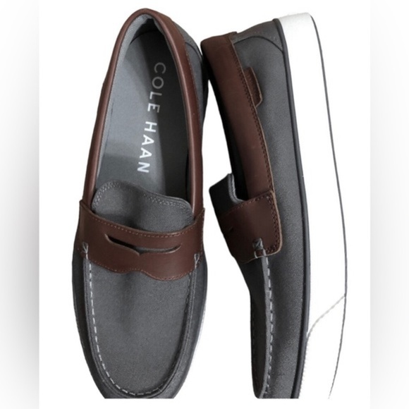 Cole haan men’s grey‎ & brown nantucket penny loafers new size 10.5 brand new main image 13